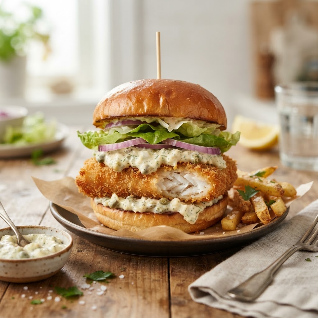 Crispy Fish Sandwich with Tartar Sauce