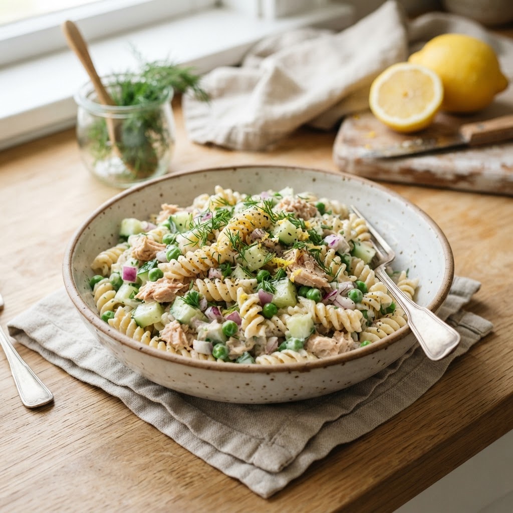 Lemon Dill Tuna Pasta Salad