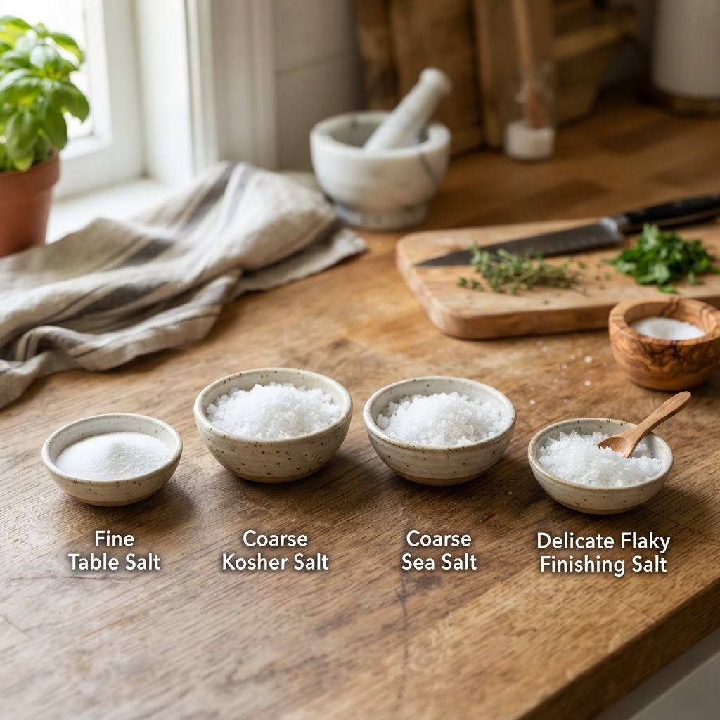 Salt Types in Cooking: Table, Kosher, Sea Salt, and Flaky Finishing Salt