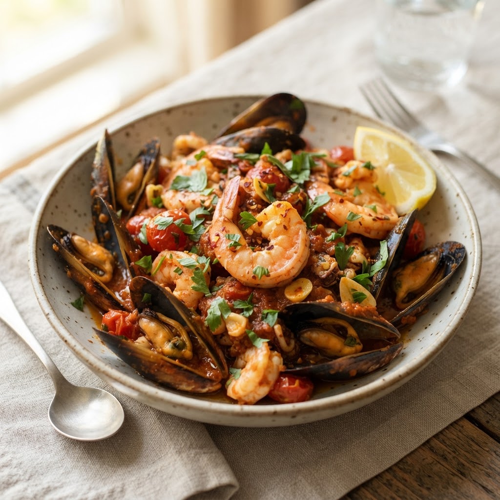 Smoky Spicy Mediterranean Seafood Medley