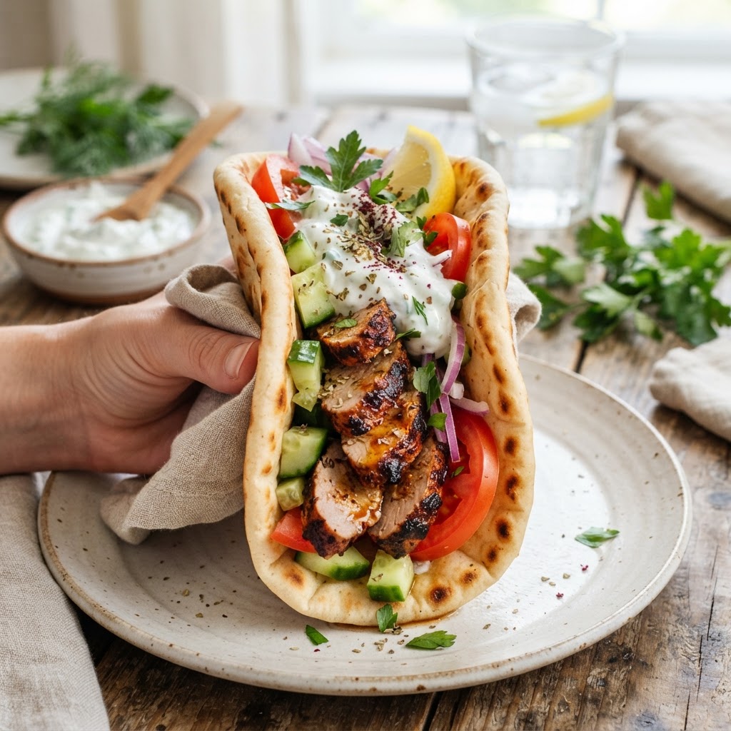 Pork Tenderloin Gyros with Tzatziki