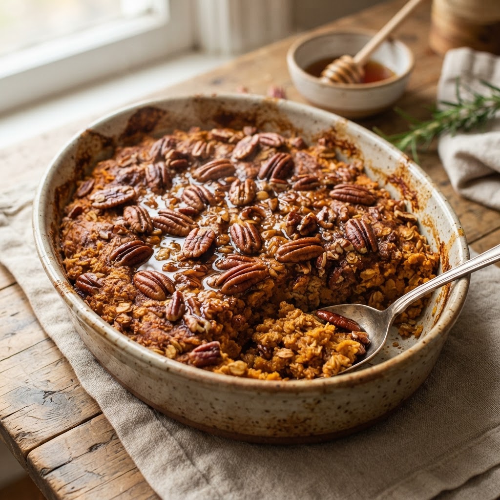 Maple Pecan Pumpkin Baked Oatmeal