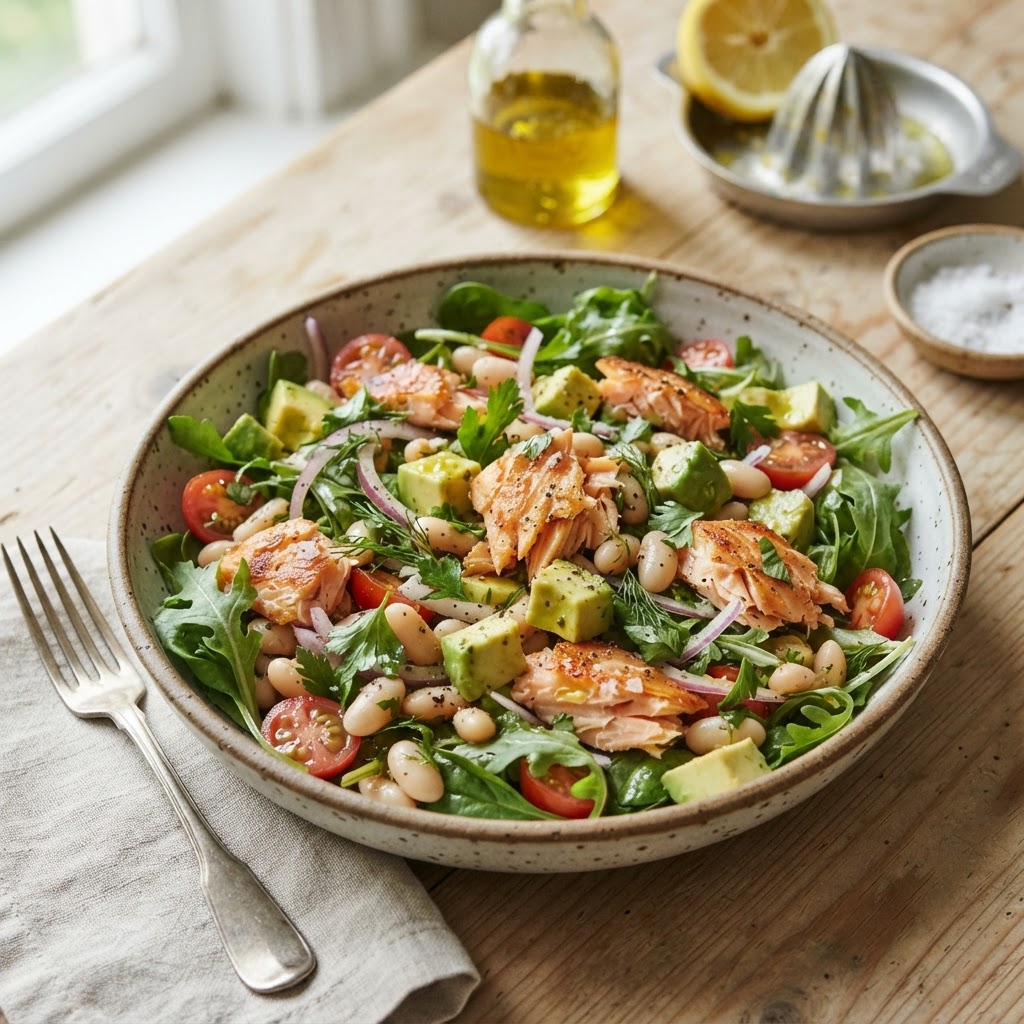 Salmon Avocado White Bean Salad
