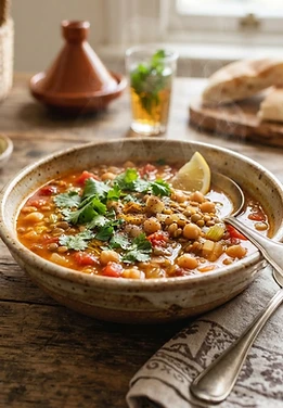 Moroccan Harira with Lentils and Chickpeas
