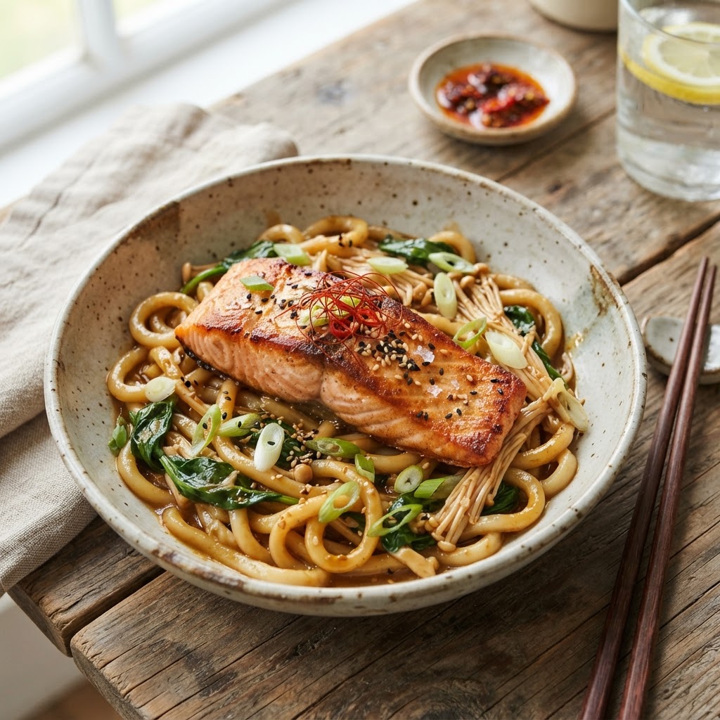 Miso Butter Salmon Udon