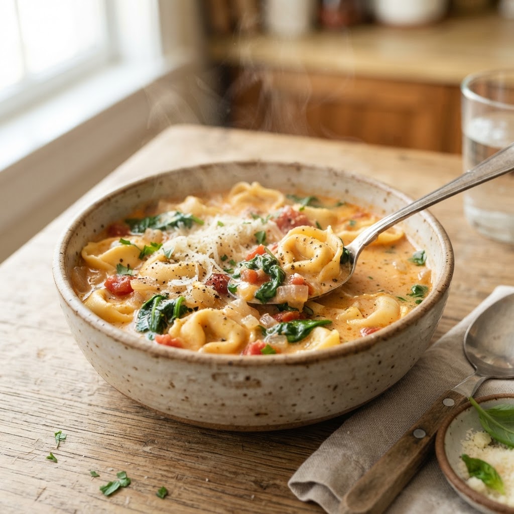 Slow Cooker Creamy Tortellini Soup