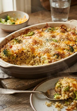 Broccoli Cheddar Quinoa Bake