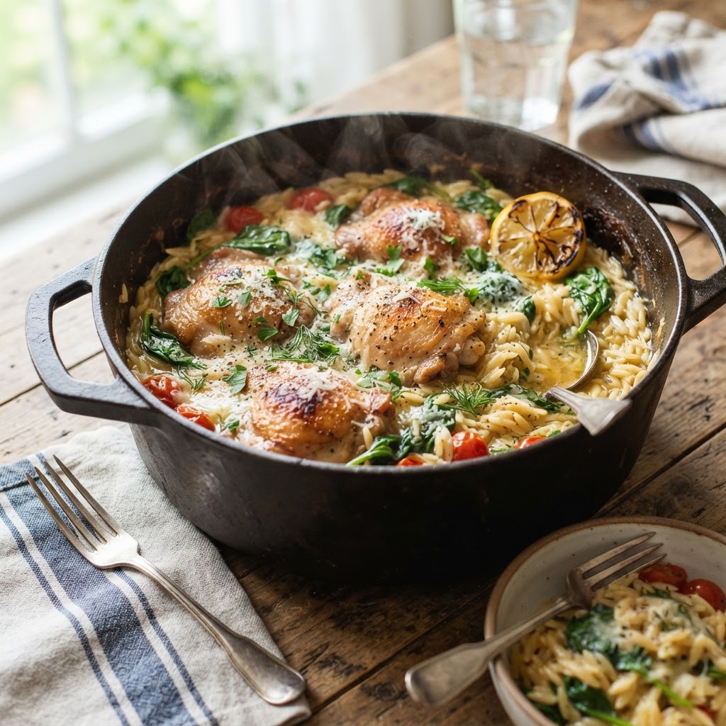 One Pot Lemon Chicken Orzo
