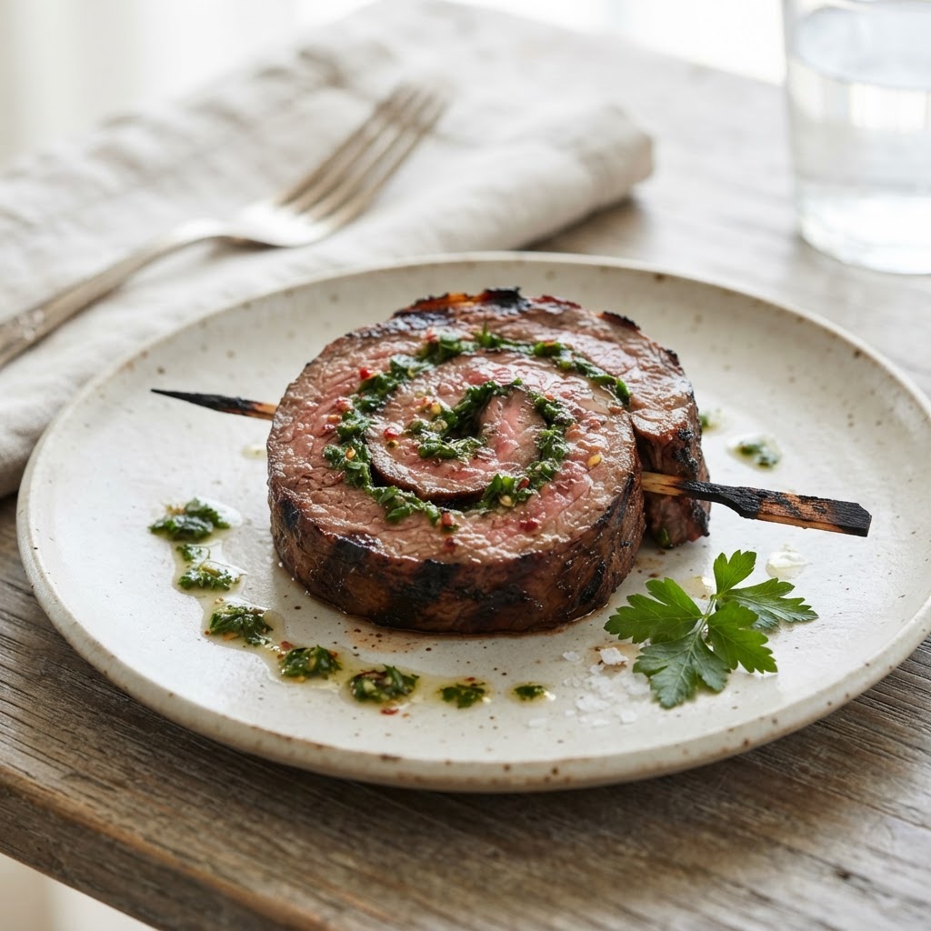 Grilled Chimichurri Flank Steak Pinwheels