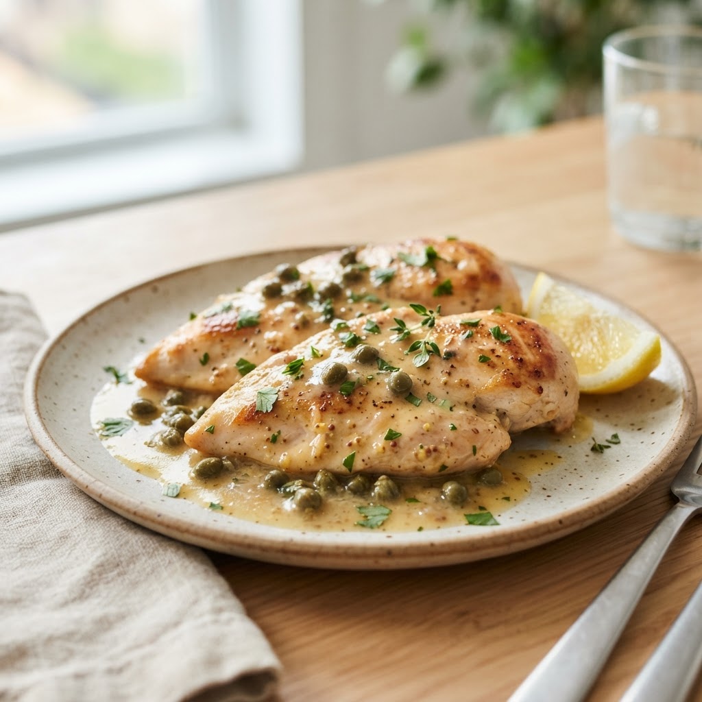 Pan-Seared Chicken with Lemon-Caper Butter Sauce