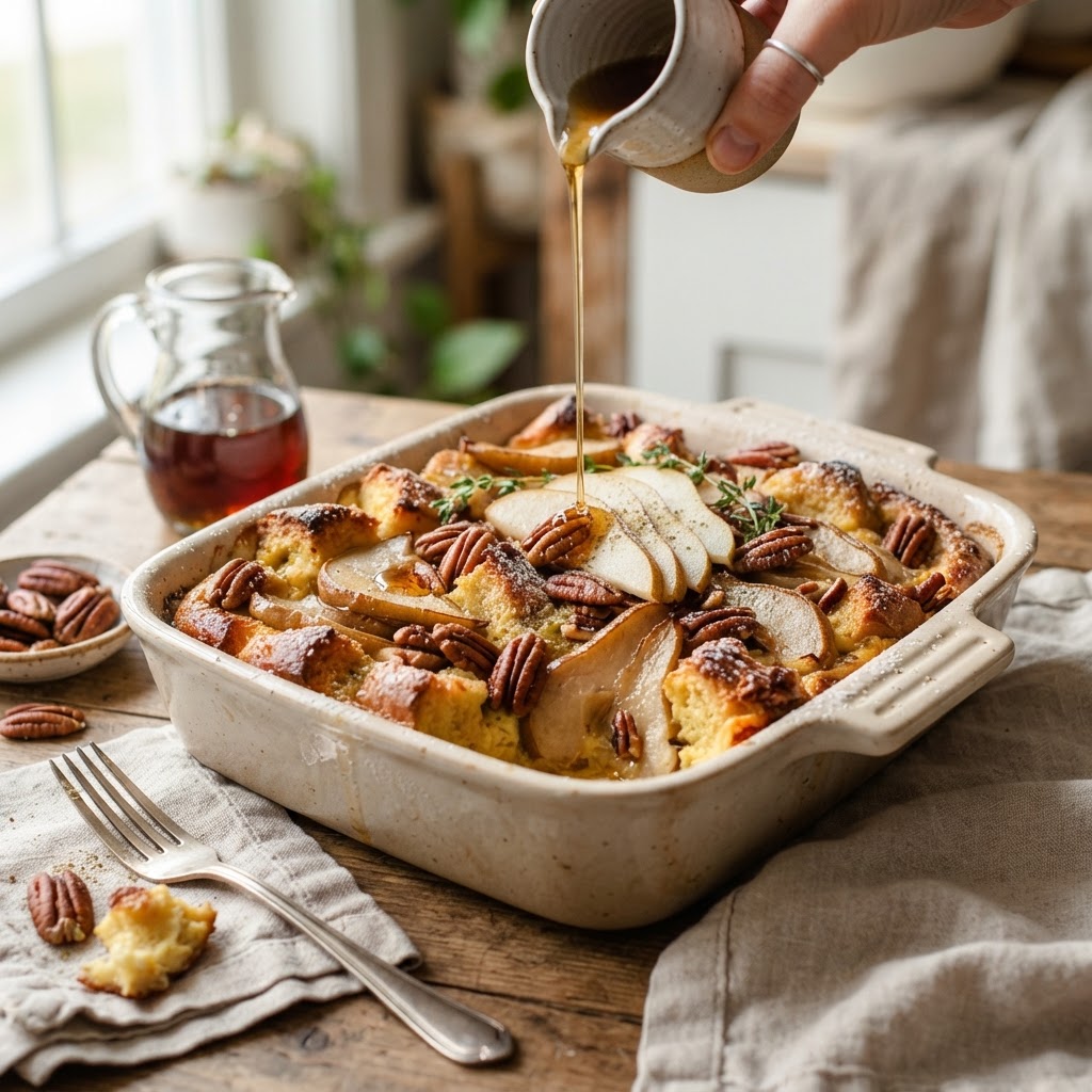 Pear Cardamom French Toast Bake