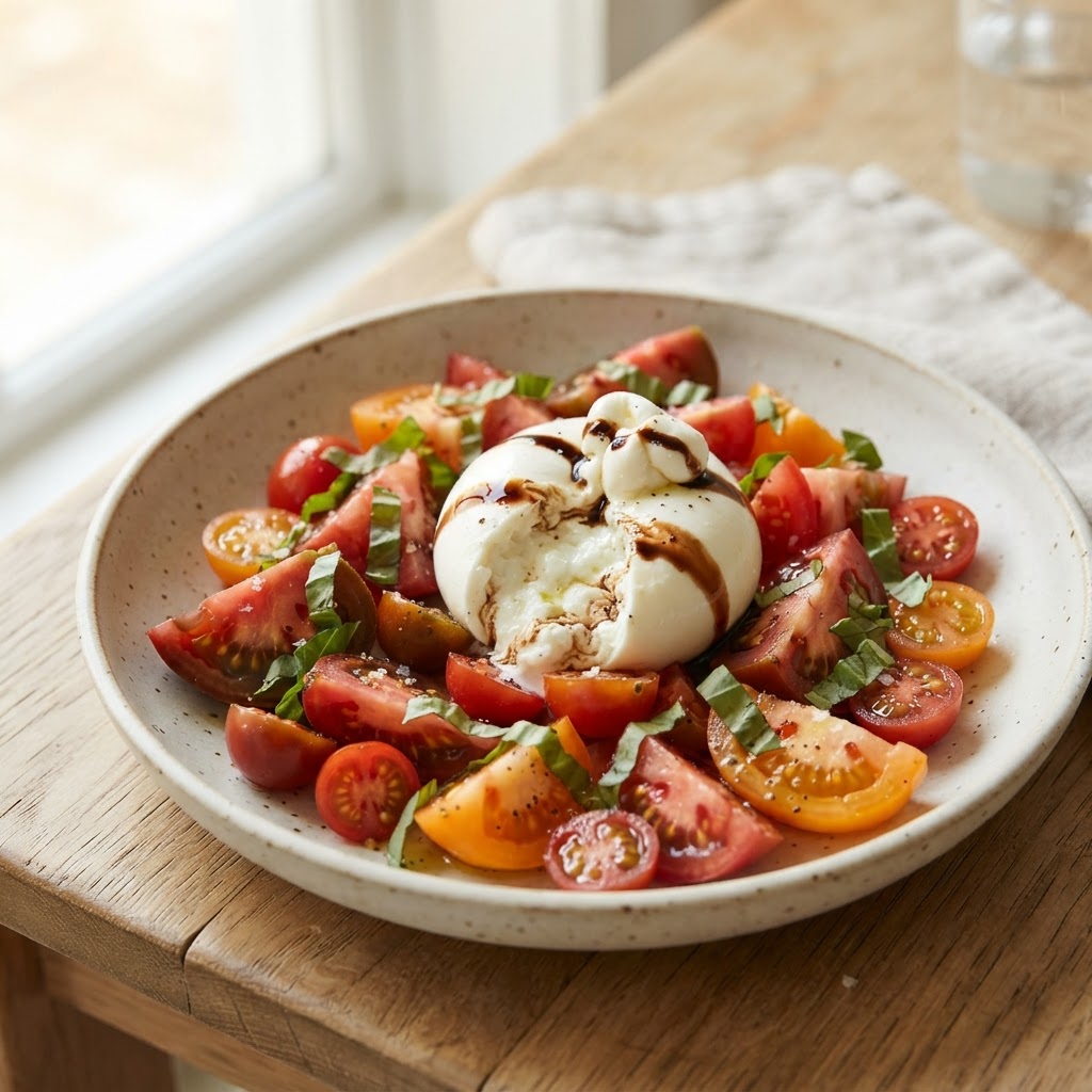Tomato and Burrata Salad with Balsamic Reduction
