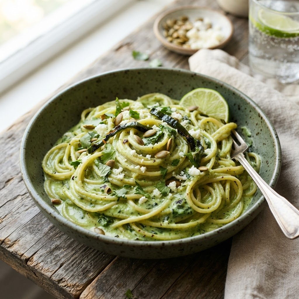 Creamy Green Spaghetti