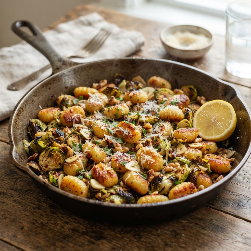 Crispy Gnocchi Brussels Sprouts Skillet
