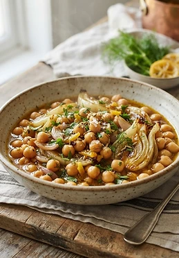 Braised Chickpeas with Fennel and Preserved Lemon