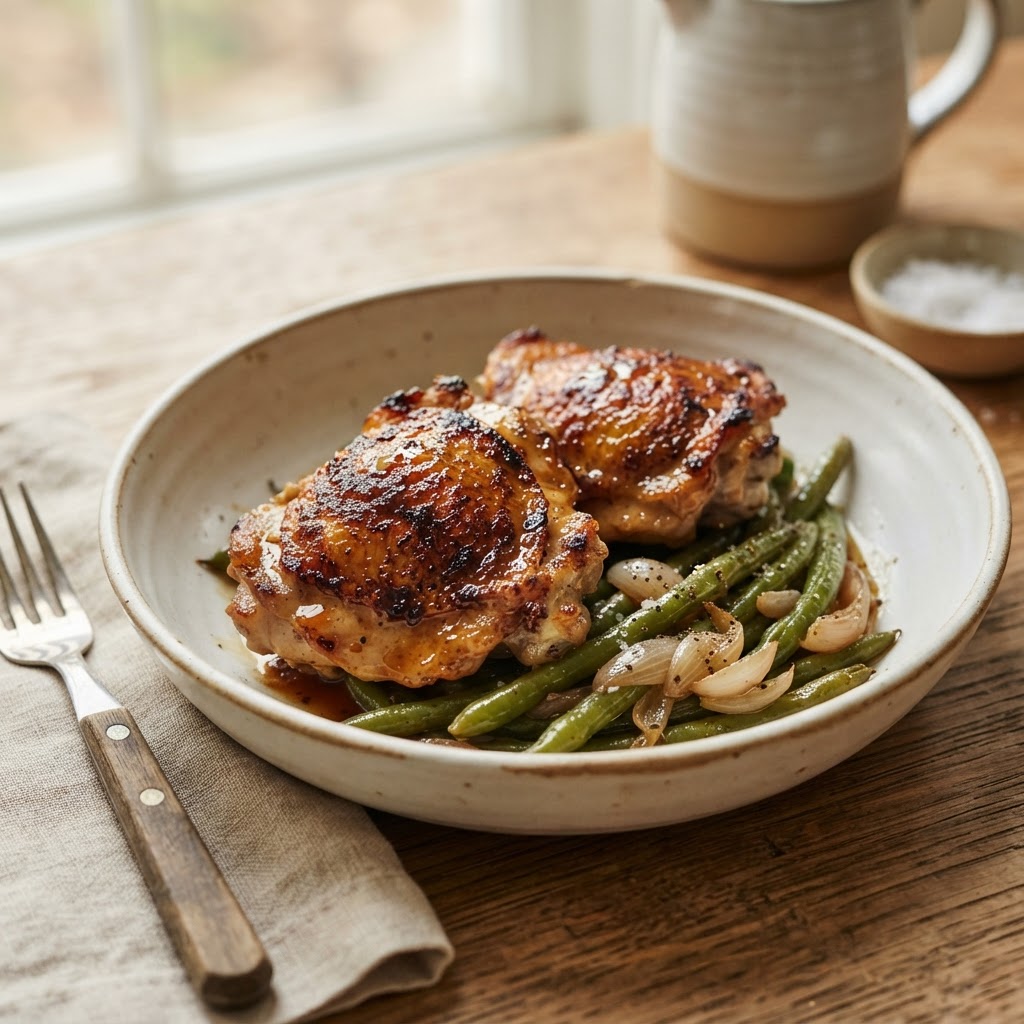 Crispy Chicken Thighs with Maple-Mustard Glaze