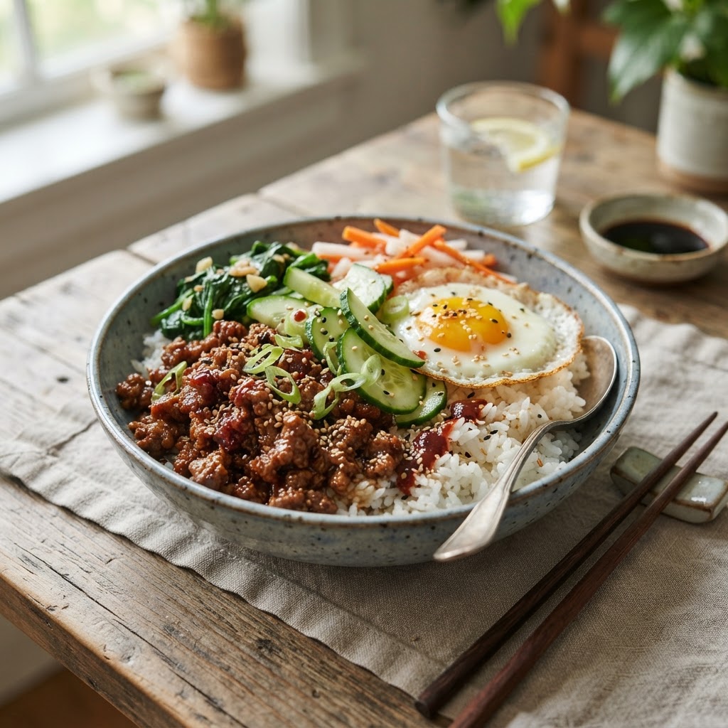 Korean Beef Cucumber Rice Bowls