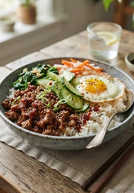 Korean Beef Cucumber Rice Bowls