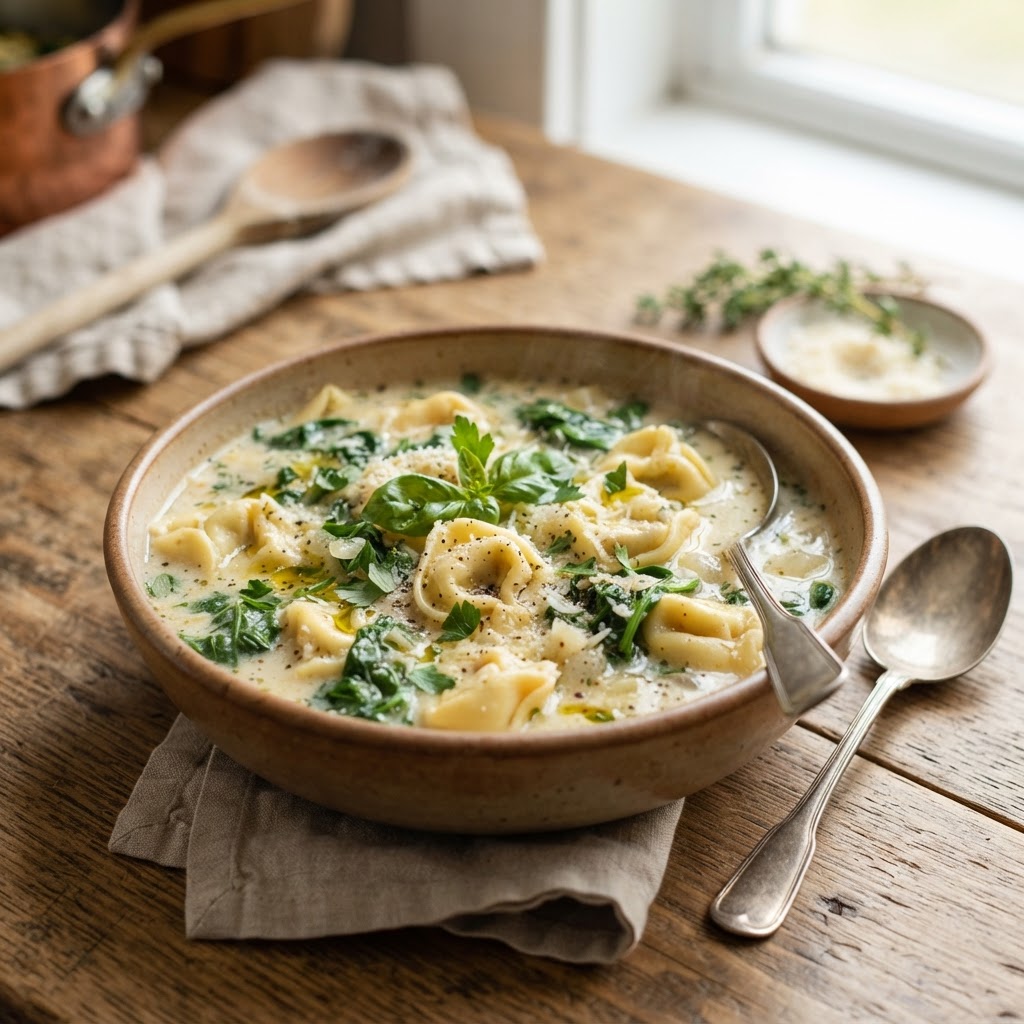Garlic Parmesan Tortellini Soup