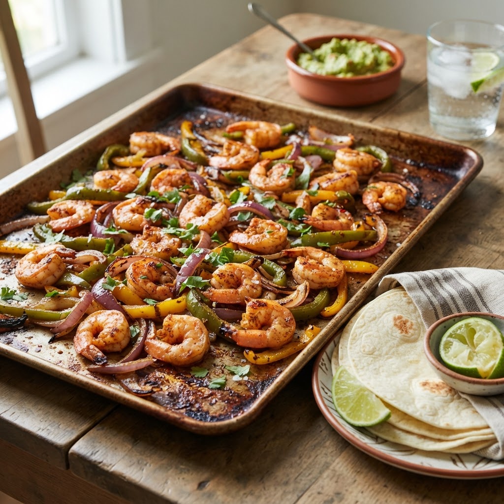 Sheet Pan Shrimp Fajitas