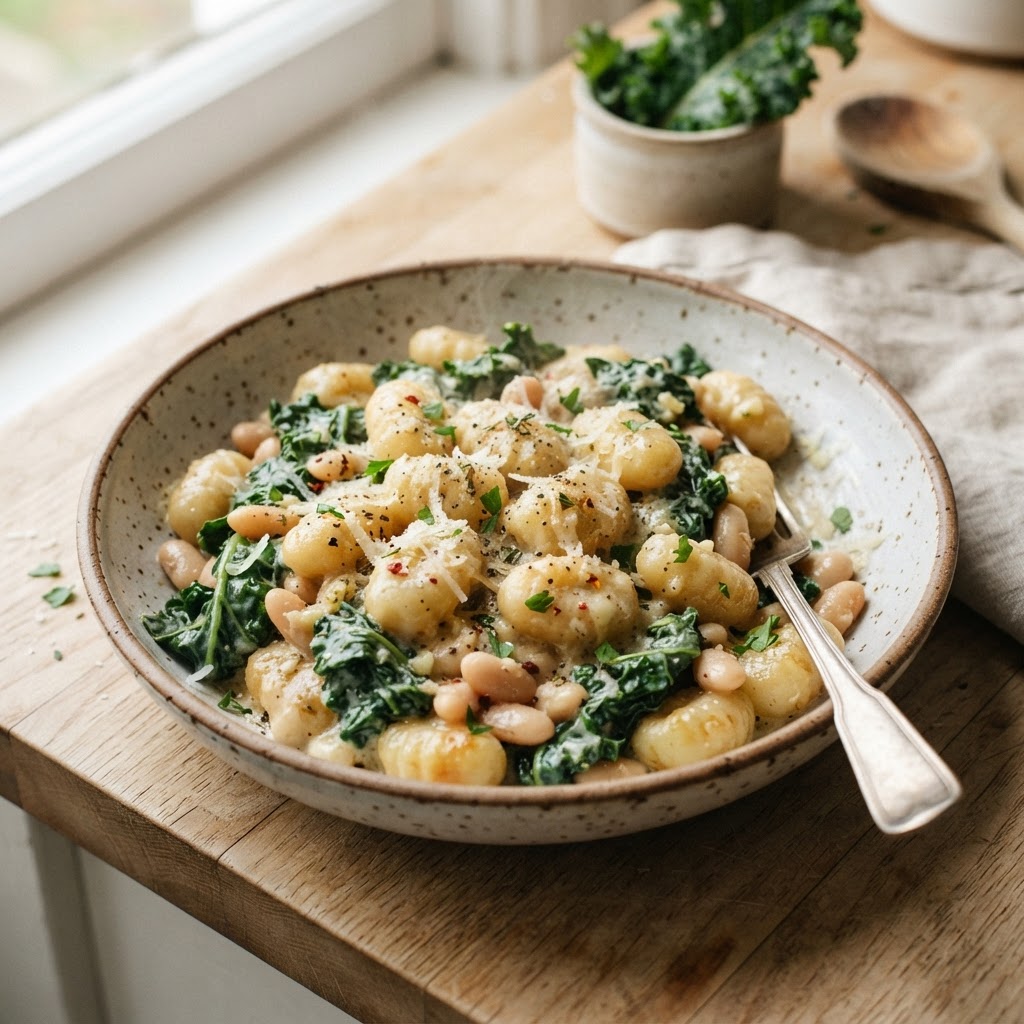 Creamy Gnocchi with Kale and White Beans