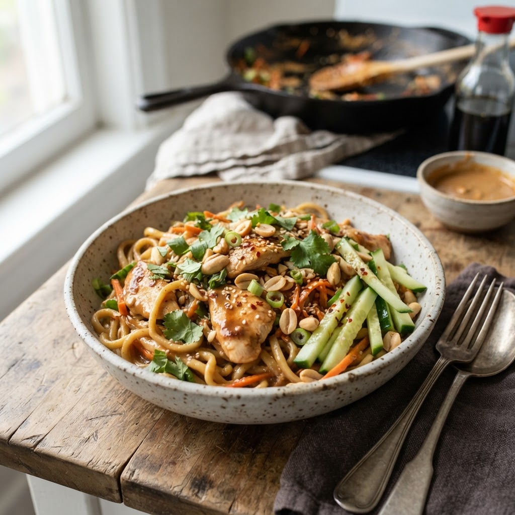 High-Protein Peanut Chicken Noodles