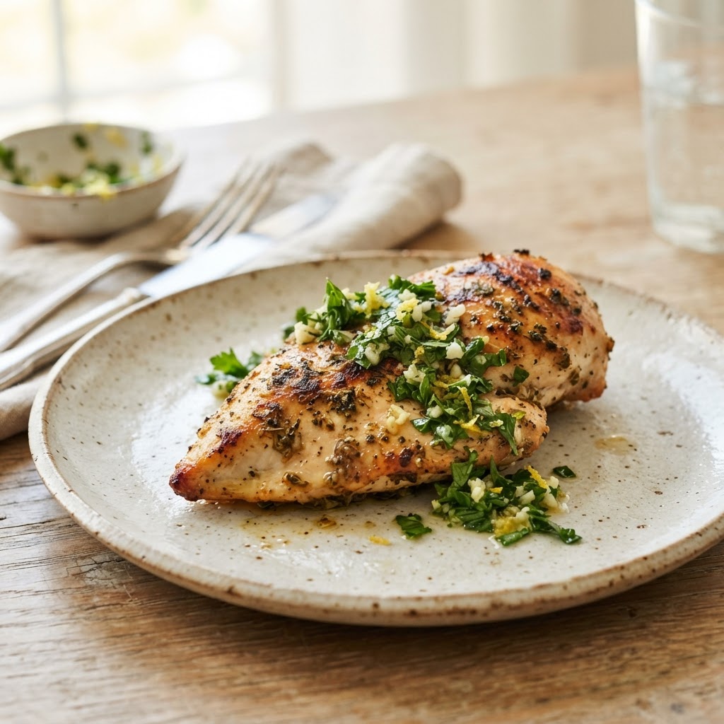 Air Fryer Italian Chicken Breast with Lemon Gremolata