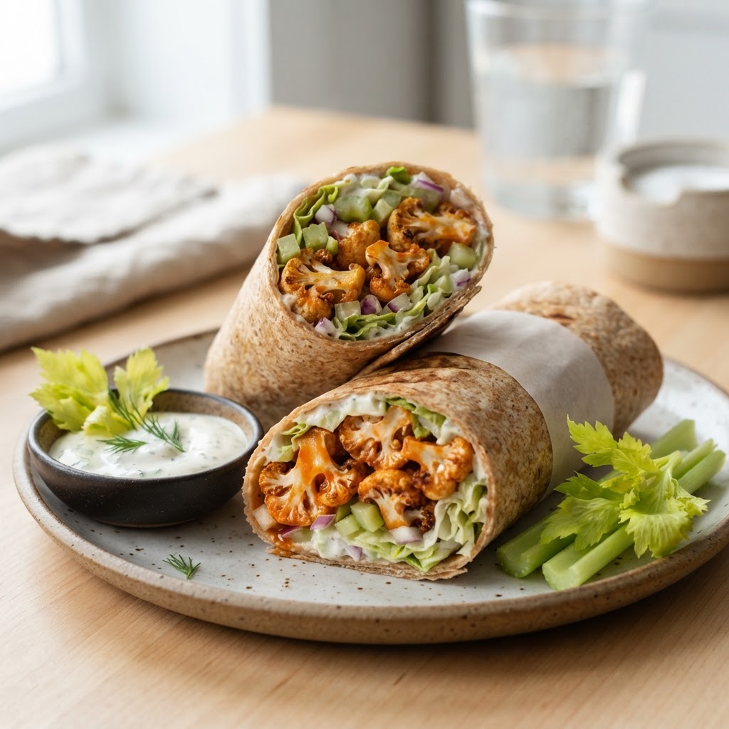 Air Fryer Buffalo Cauliflower Wraps