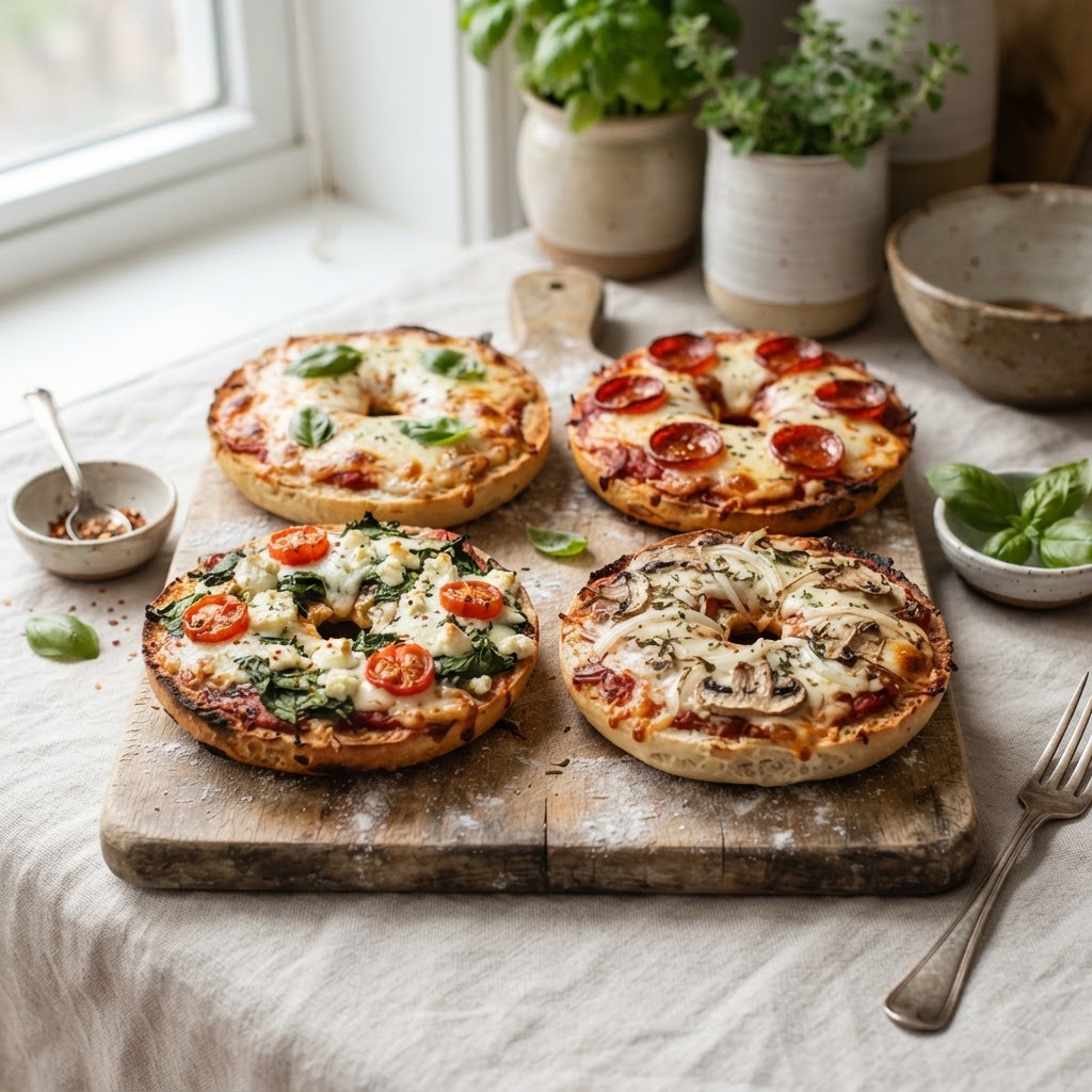 Greek Yogurt Bagel Pizzas