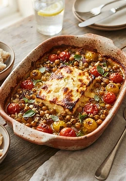 Baked Feta with Chickpeas and Tomatoes