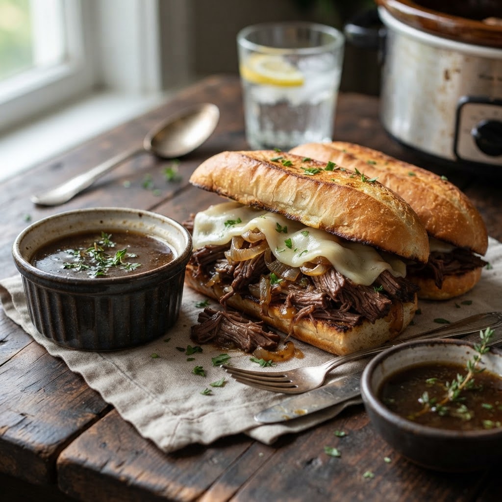 Slow Cooker French Dip Sandwiches