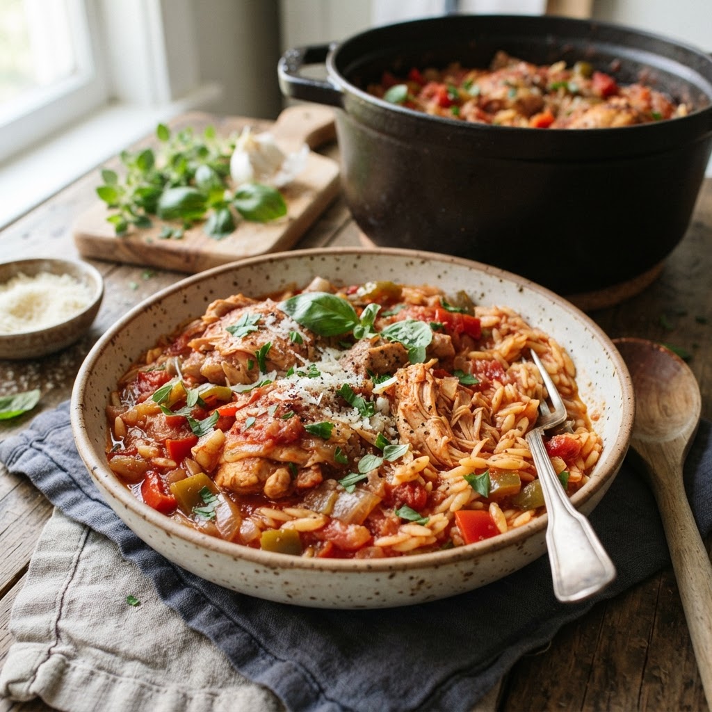 Slow Cooker Chicken Cacciatore Orzo