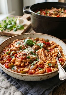 Slow Cooker Chicken Cacciatore Orzo