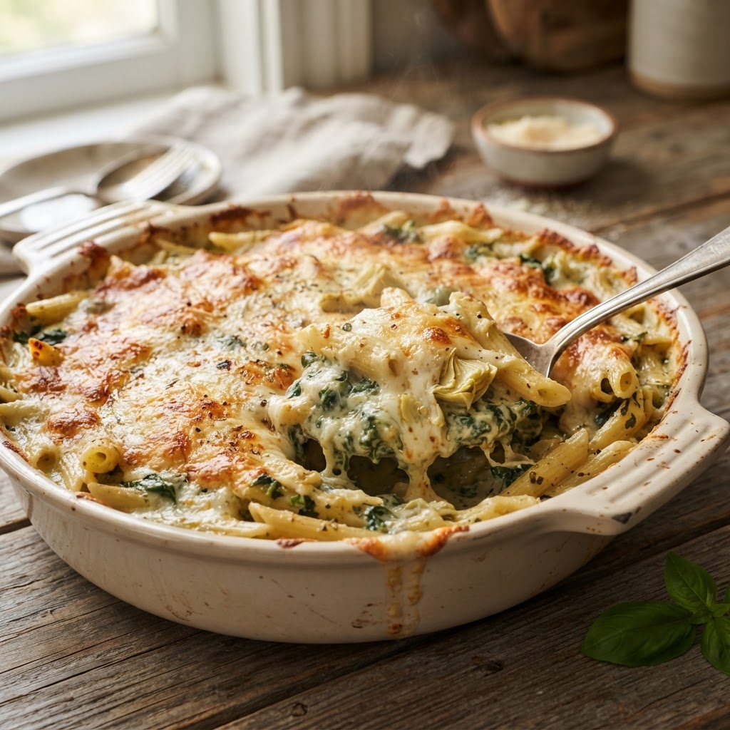 Spinach Artichoke Pasta Bake
