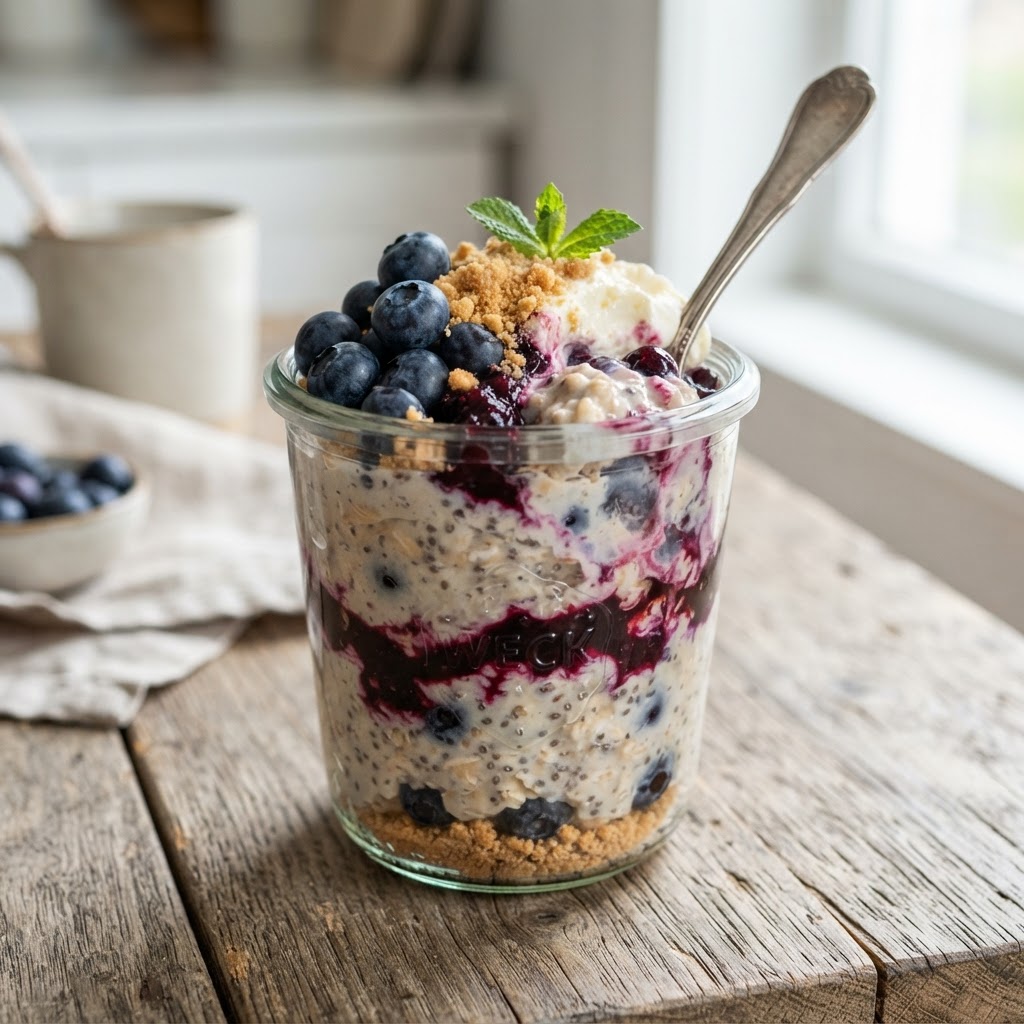 Blueberry Cheesecake Overnight Oats