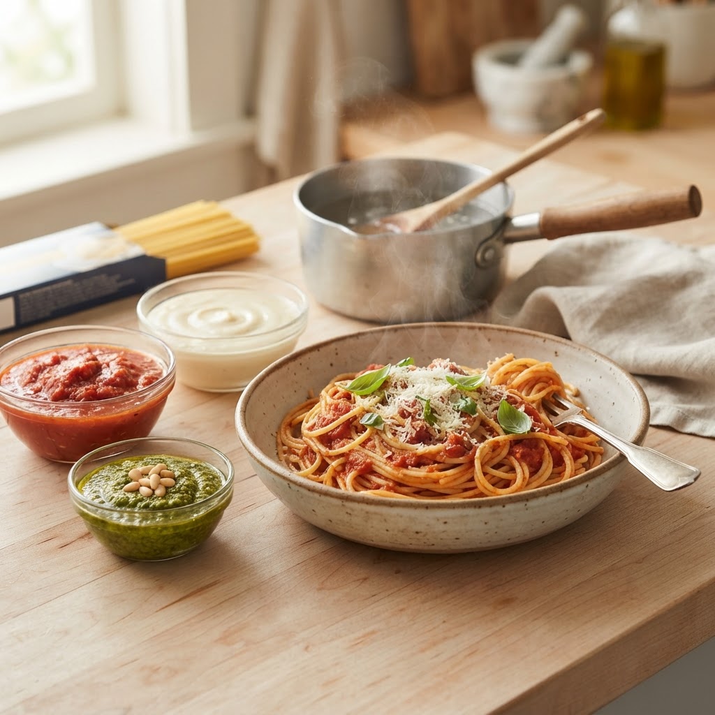 How Much Sauce per Pound of Pasta? Tomato, Cream, Pesto, and Ragù