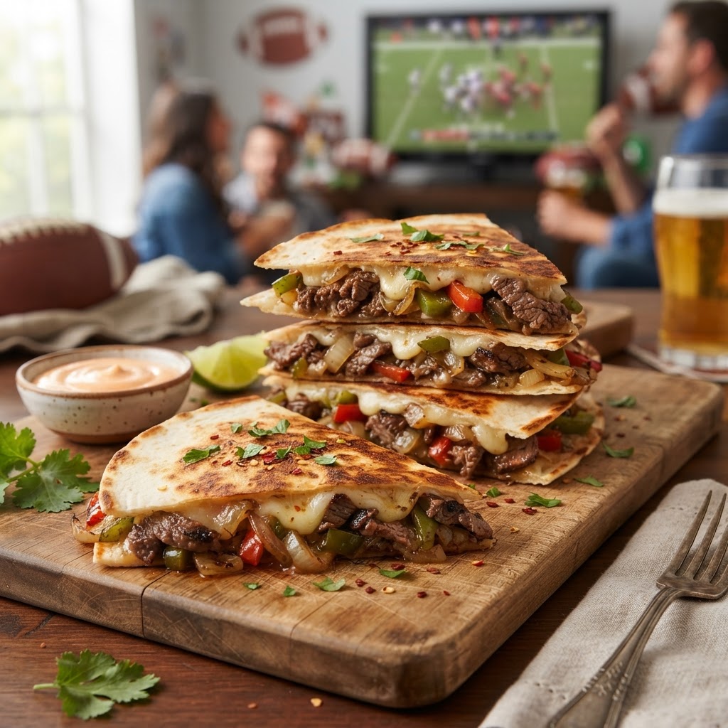 Game Day Philly Cheesesteak Quesadillas