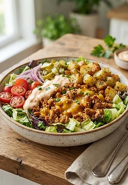 High-Protein Turkey Cheeseburger Bowls