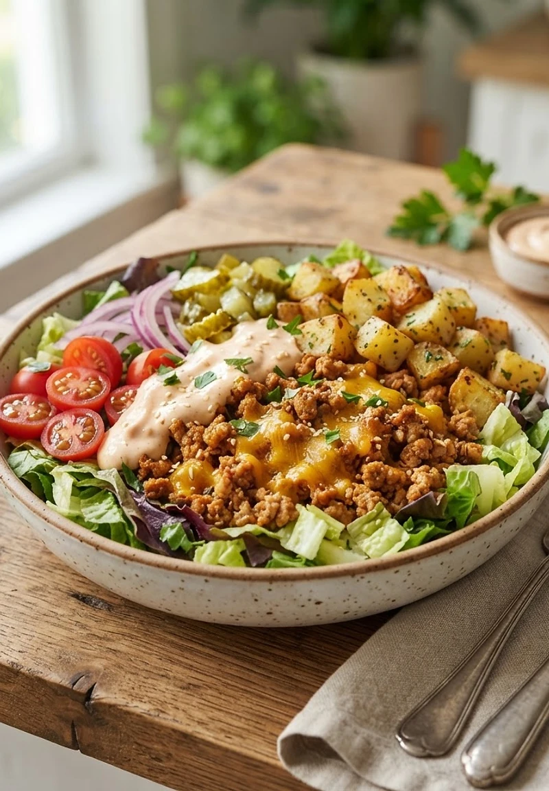 High-Protein Turkey Cheeseburger Bowls