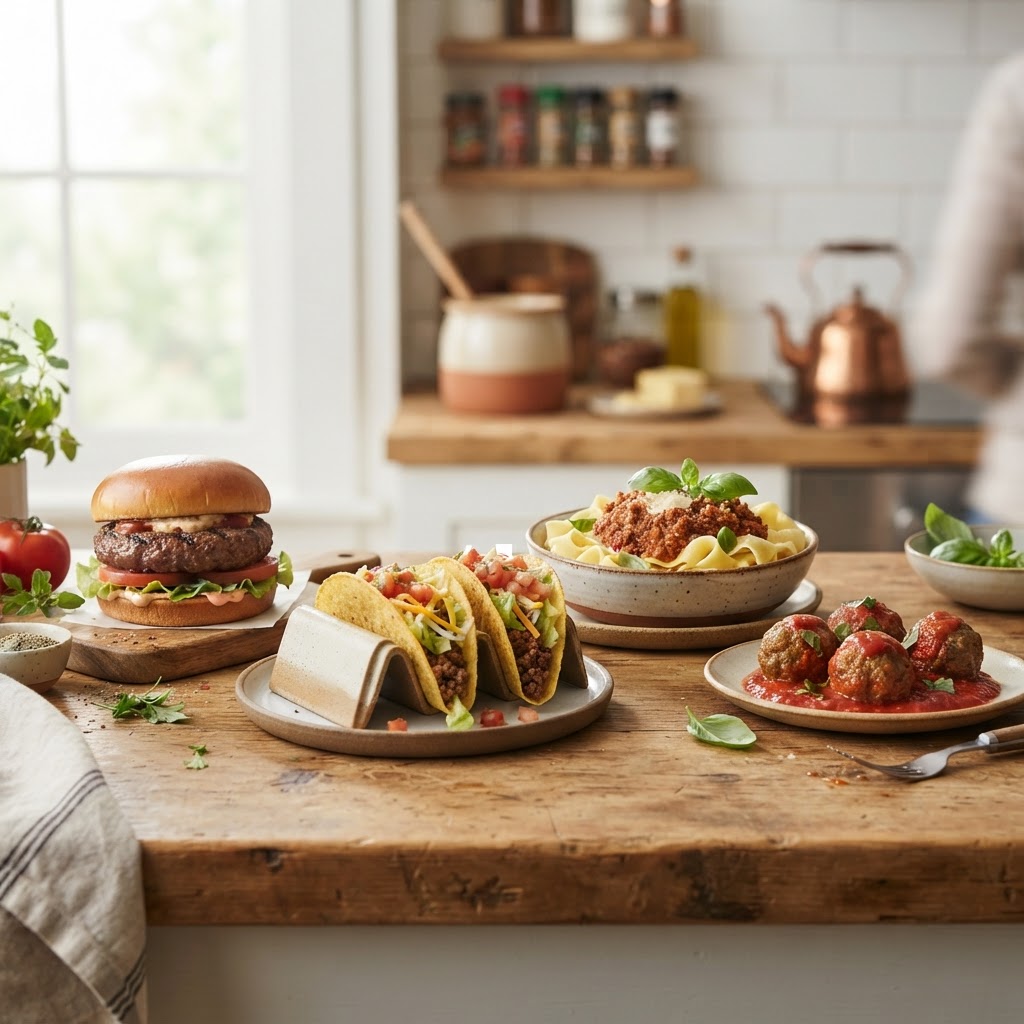 Ground Meat Portion Guide: Burgers, Tacos, Meatballs, and Pasta Sauce