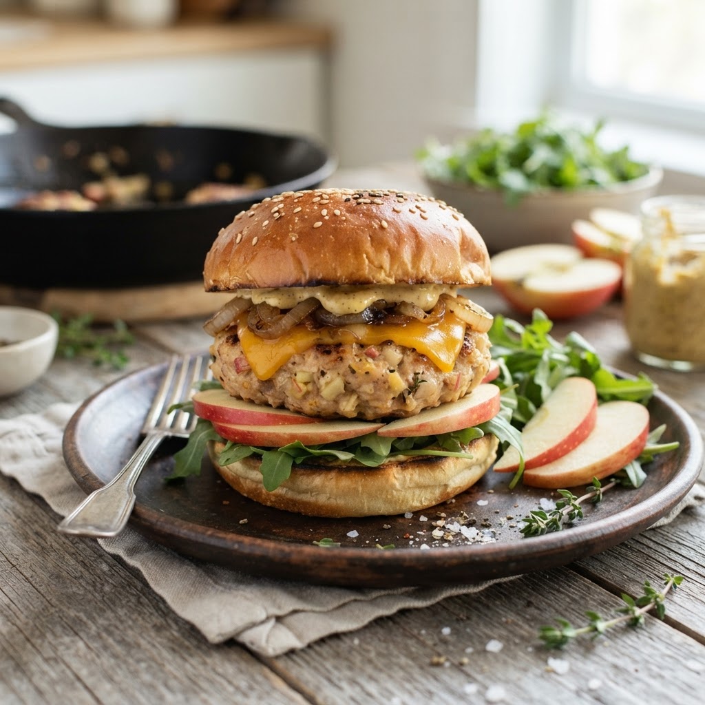 Apple Cheddar Chicken Burgers