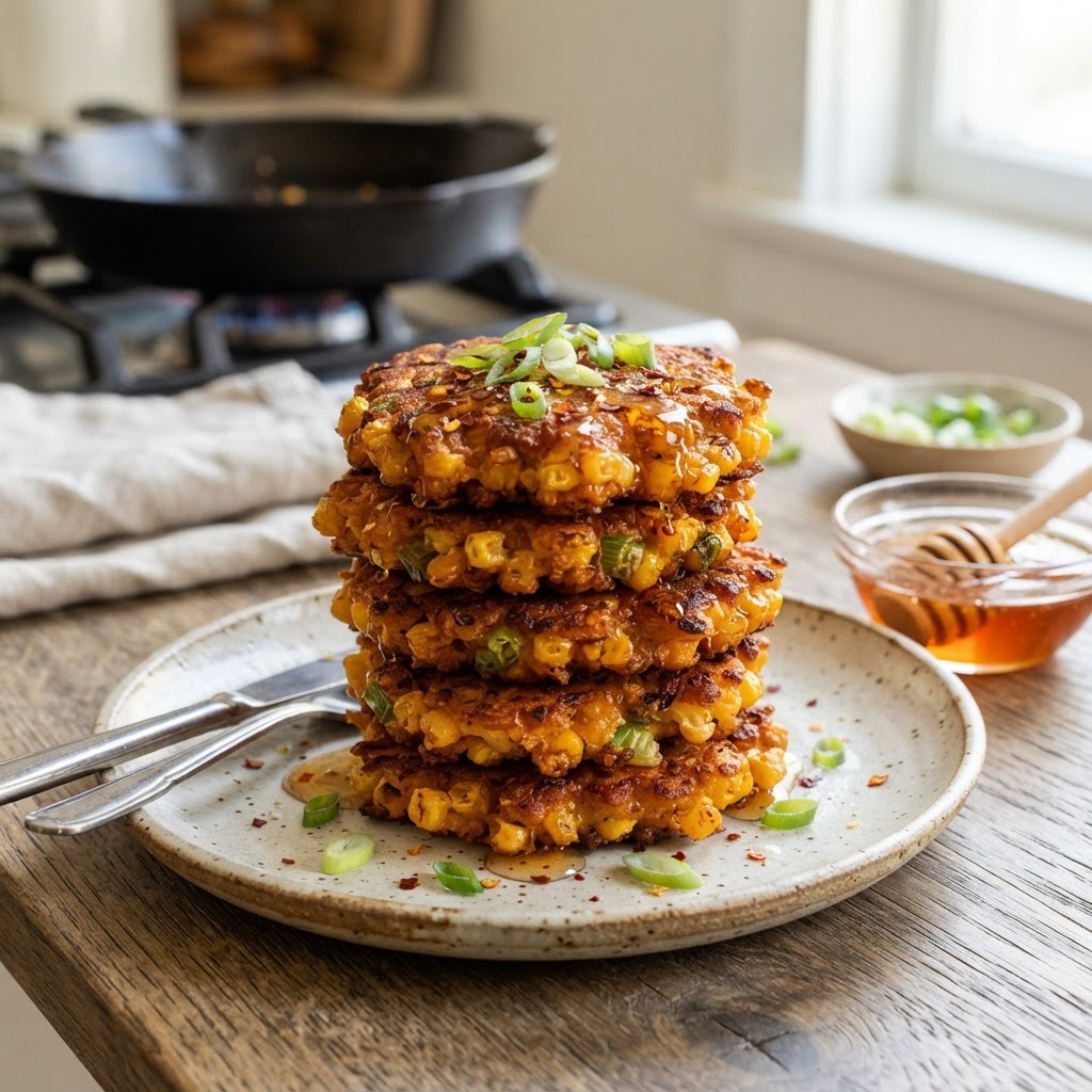 Hot Honey Corn Fritters