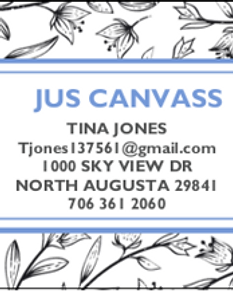 Jus Canvass — Tina Jones Business Card