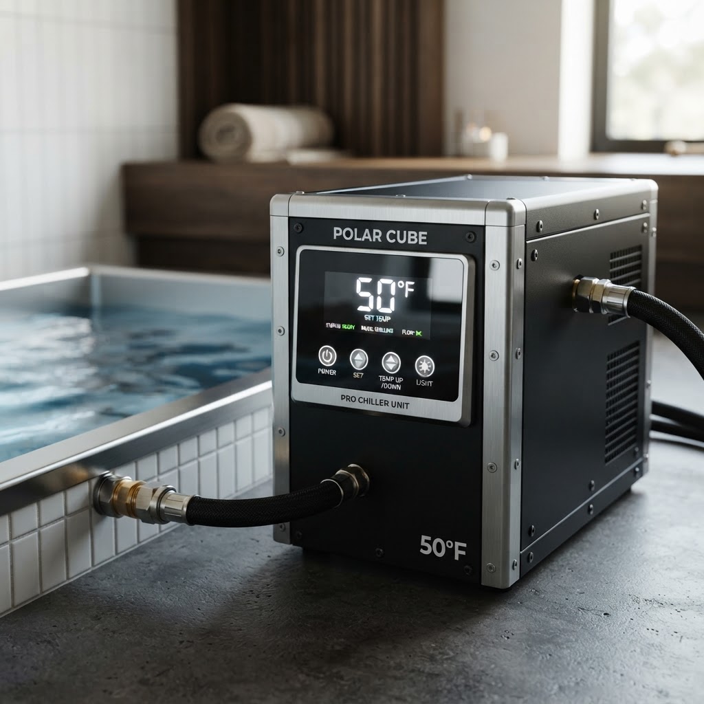 High-performance digital chiller control panel for a cold plunge.