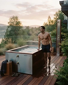 Premium home cold plunge setup on a modern deck