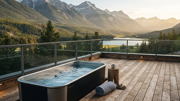 How Much Does a Cold Plunge Setup Cost? 2026 Budgeting Guide — Buying Guides | Hearthside Supply LLC Blog Modern premium cold plunge setup on a luxury home patio.