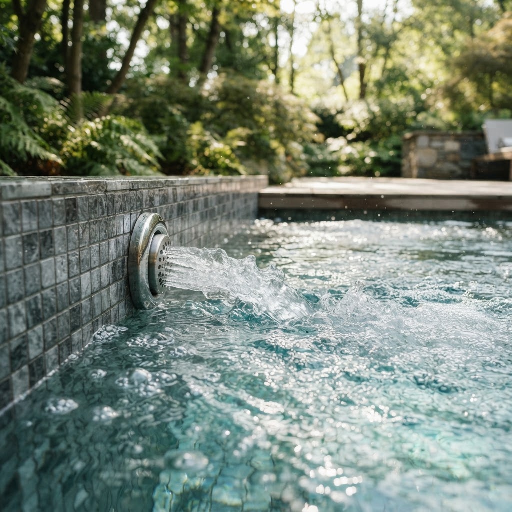 Close up of high-quality hot tub hydrotherapy jets