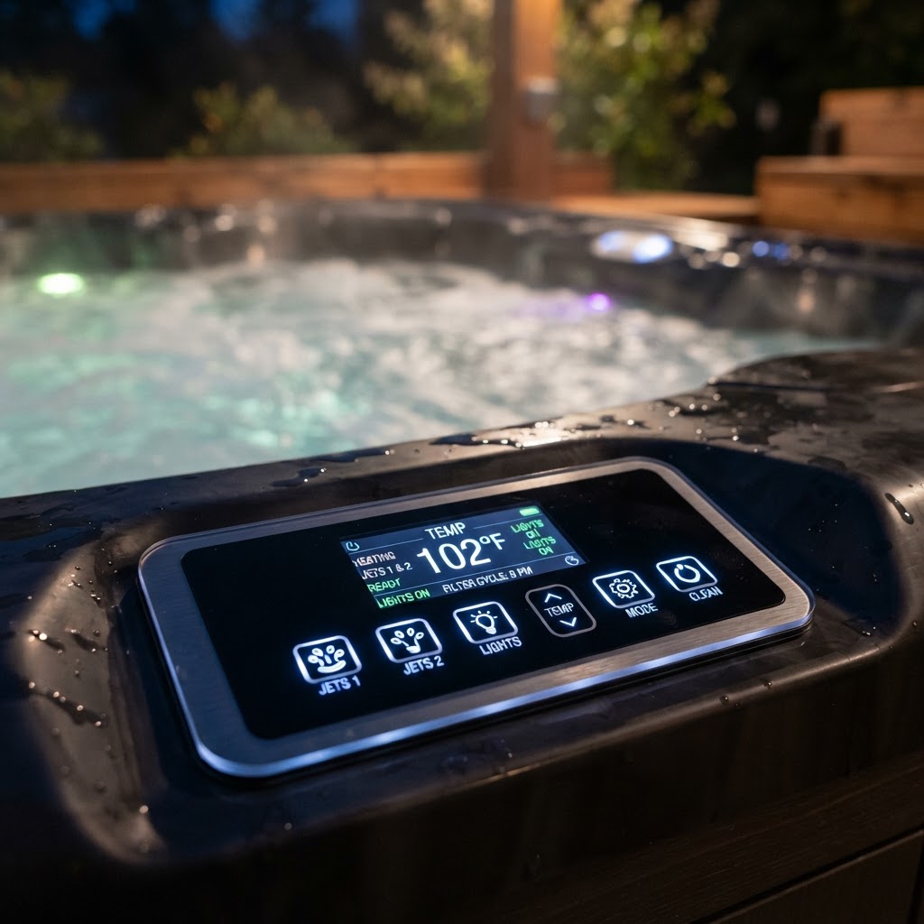 Modern hot tub digital control panel interface
