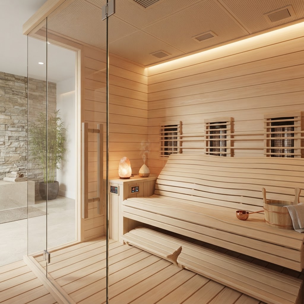 Contemporary infrared home sauna interior