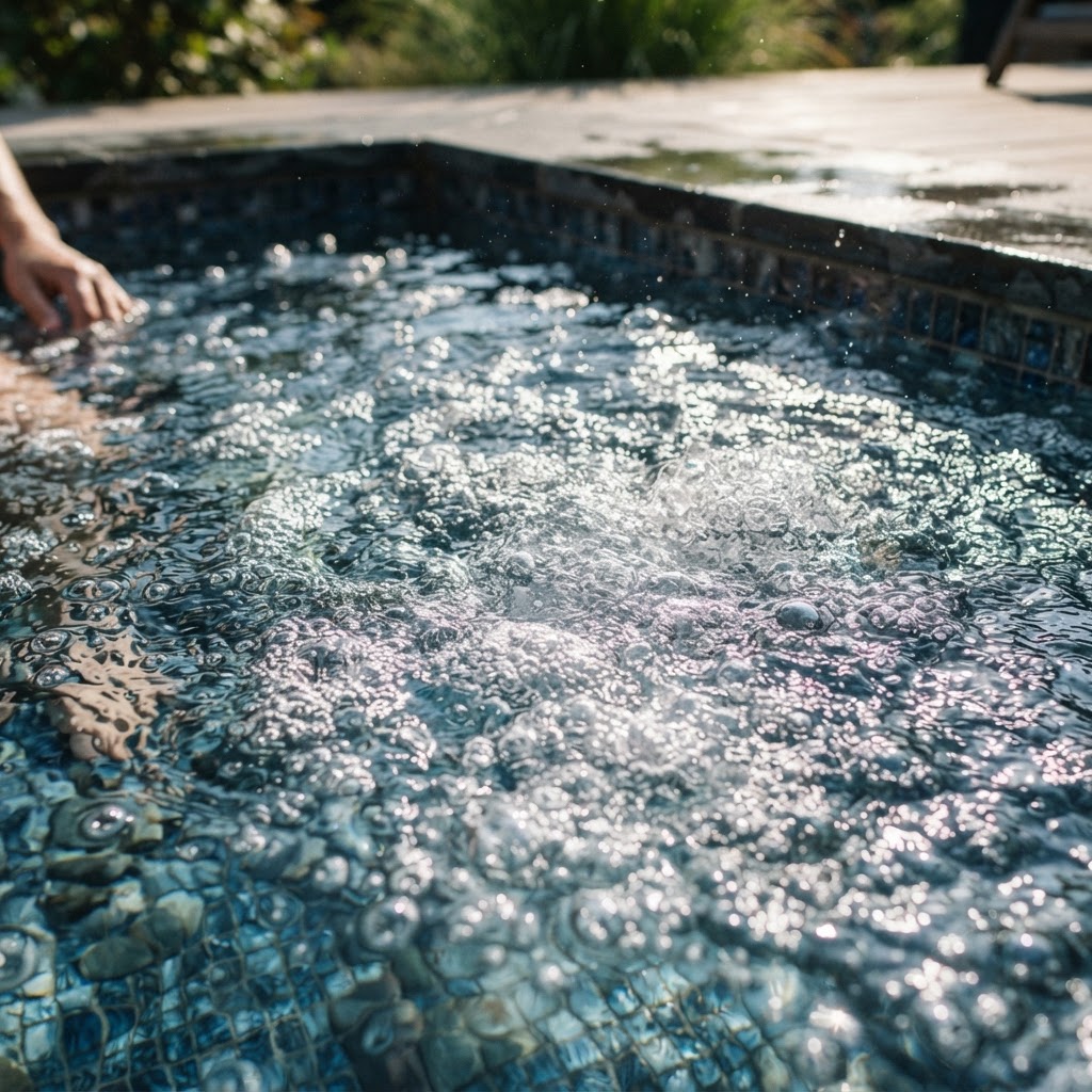 Crystal clear hot tub water surface